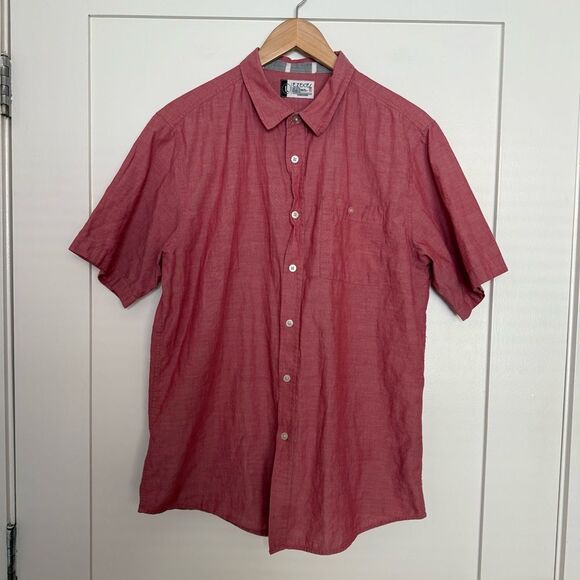 Ezekiel Shirt Mens Sz L Pink Short Sleeve Collared Button Up Summer Lightweight - Picture 1 of 11